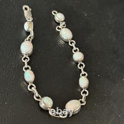 Bracelet de lien en argent sterling et opale blanche amérindienne Navajo 14648