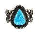 Bracelet De Manchette King Turquoise Fait Main En Toile D'araignée Par Les Amérindiens Navajo