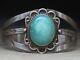 Bracelet De Manchette Vintage En Argent Sterling Et Turquoise Des Amérindiens Navajo
