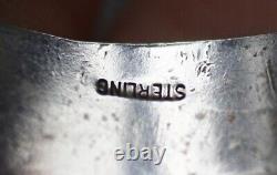Bracelet de manchette vintage en argent sterling et turquoise des Amérindiens Navajo
