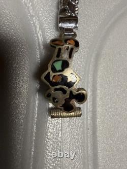 Bracelet de montre en argent sterling Navajo amérindien vintage avec pierre de lune signé