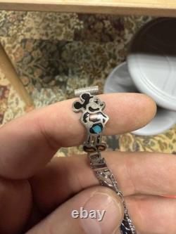 Bracelet de montre en argent sterling Navajo amérindien vintage avec pierre de lune signé