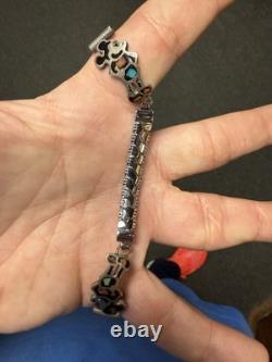 Bracelet de montre en argent sterling Navajo amérindien vintage avec pierre de lune signé