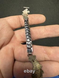Bracelet de montre en argent sterling Navajo amérindien vintage avec pierre de lune signé