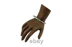 Bracelet de poignet en argent 925 estampé à la main Navajo avec turquoise - Artiste amérindien