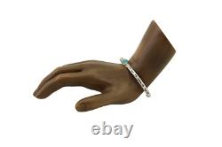 Bracelet de poignet en argent 925 estampé à la main Navajo avec turquoise - Artiste amérindien