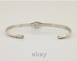Bracelet de poignet en argent 925 estampé à la main Navajo avec turquoise - Artiste amérindien