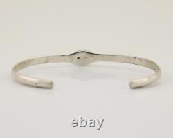 Bracelet de poignet en argent 925 estampé à la main Navajo avec turquoise - Artiste amérindien