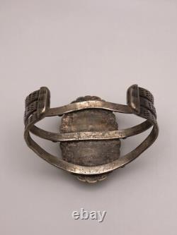 Bracelet de poignet en argent sterling 925 estampé à la main en turquoise navajo vintage 76 grammes