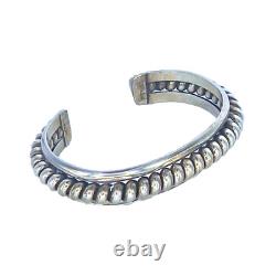 Bracelet de poignet en argent sterling Navajo de la famille Tahe - 6,25 pouces - 45g