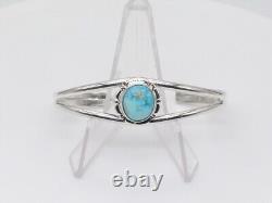 Bracelet de poignet en argent sterling fait main Navajo Amérindien avec turquoise Kingman