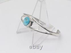 Bracelet de poignet en argent sterling fait main Navajo Amérindien avec turquoise Kingman