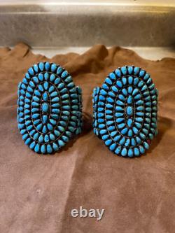 Bracelet de poignet en argent sterling fait main Navajo avec turquoise, ensemble amérindien