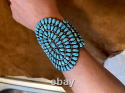 Bracelet de poignet en argent sterling fait main Navajo avec turquoise, ensemble amérindien