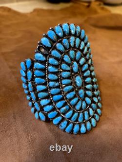 Bracelet de poignet en argent sterling fait main Navajo avec turquoise, ensemble amérindien