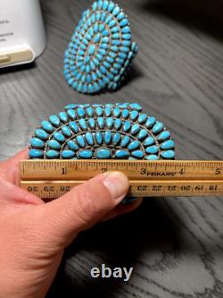 Bracelet de poignet en argent sterling fait main Navajo avec turquoise, ensemble amérindien
