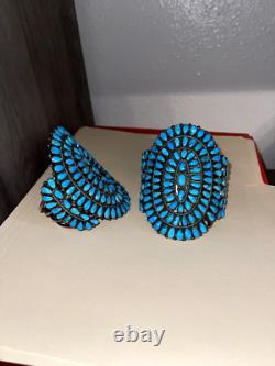 Bracelet de poignet en argent sterling fait main Navajo avec turquoise, ensemble amérindien