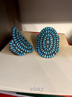 Bracelet de poignet en argent sterling fait main Navajo avec turquoise, ensemble amérindien