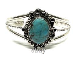 Bracelet de poignet en argent sterling fait main Navajo avec turquoise naturelle amérindienne
