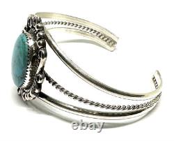 Bracelet de poignet en argent sterling fait main Navajo avec turquoise naturelle amérindienne