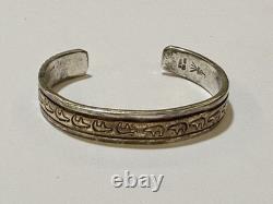 Bracelet de poignet en argent sterling navajo et dorure en or 12K - Original signé KBN Bill