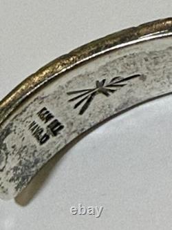 Bracelet de poignet en argent sterling navajo et dorure en or 12K - Original signé KBN Bill