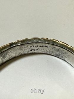 Bracelet de poignet en argent sterling navajo et dorure en or 12K - Original signé KBN Bill