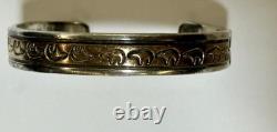 Bracelet de poignet en argent sterling navajo et dorure en or 12K - Original signé KBN Bill