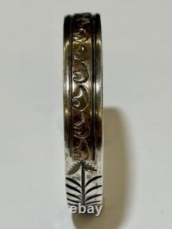 Bracelet de poignet en argent sterling navajo et dorure en or 12K - Original signé KBN Bill