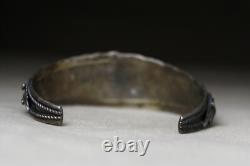 Bracelet de poignet en argent sterling onyx vintage amérindien Navajo taille 6.75