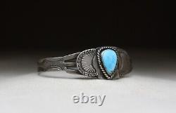 Bracelet de poignet en argent sterling turquoise Navajo amérindien vintage