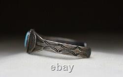 Bracelet de poignet en argent sterling turquoise Navajo amérindien vintage