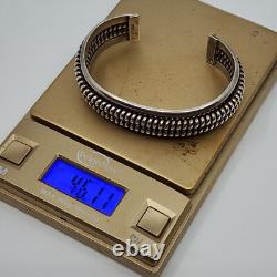 Bracelet de poignet en argent sterling vintage Navajo amérindien à nervures 6.25
