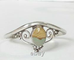 Bracelet de poignet en jaspe ovale en argent sterling navajo/amérindien Navajo