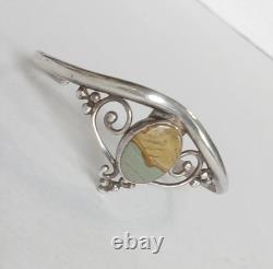 Bracelet de poignet en jaspe ovale en argent sterling navajo/amérindien Navajo