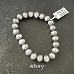 Bracelet élastique en argent sterling 7 avec perles 8mm Navajo amérindiennes 99087