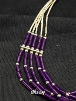 Bracelet en Heishi Sugilite Navajo Amérindien en Argent Sterling 7 2933