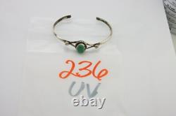 Bracelet en argent 925 avec turquoise, artisanal amérindien Navajo, des années 80