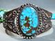 Bracelet En Argent De Monnaie 42g En Turquoise Naturelle Polychrome Navajo De L'époque Fred Harvey Usa