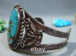 Bracelet en argent de monnaie 42g en turquoise naturelle POLYCHROME NAVAJO de l'époque Fred Harvey USA
