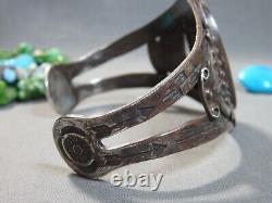 Bracelet en argent de monnaie 42g en turquoise naturelle POLYCHROME NAVAJO de l'époque Fred Harvey USA