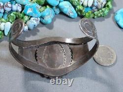 Bracelet en argent de monnaie 42g en turquoise naturelle POLYCHROME NAVAJO de l'époque Fred Harvey USA