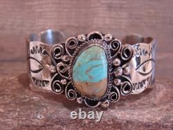 Bracelet en argent nickel et turquoise amérindien par Cleveland
