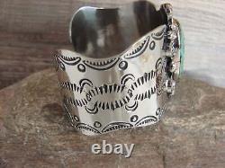 Bracelet en argent nickel et turquoise des Indiens Navajo par Cleveland