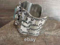 Bracelet en argent nickel et turquoise des Indiens Navajo par Cleveland