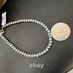 Bracelet en argent sterling 8 avec perles Navajo amérindiennes de 4 mm 90408