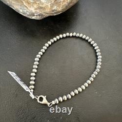 Bracelet en argent sterling 8 avec perles Navajo amérindiennes de 4 mm 90408