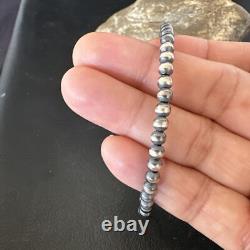 Bracelet en argent sterling 8 avec perles Navajo amérindiennes de 4 mm 90408