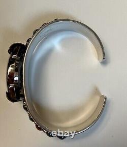 Bracelet en argent sterling Navajo amérindien avec 10 pierres signé RS, taille 6-1/2 - 37g