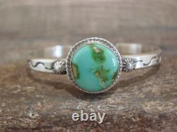 Bracelet en argent sterling amérindien et turquoise de Sonora signé SY
